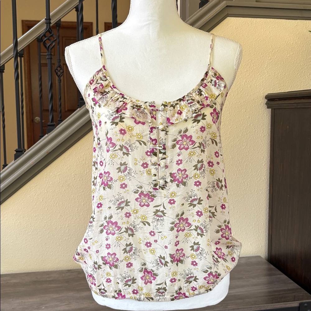Heritage 1981 Cream Flowy Camisole with Adjustable Spaghetti Straps Size Small